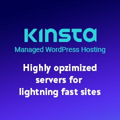 Kinsta banner with text: Highly optimized servers for lightning fast sites